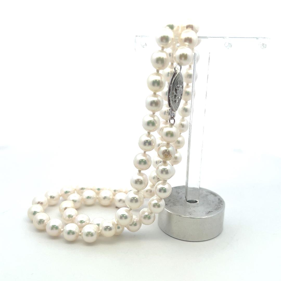 6-6.5 mm Pearl 18 inch 14 Karat White Gold Beed Necklace