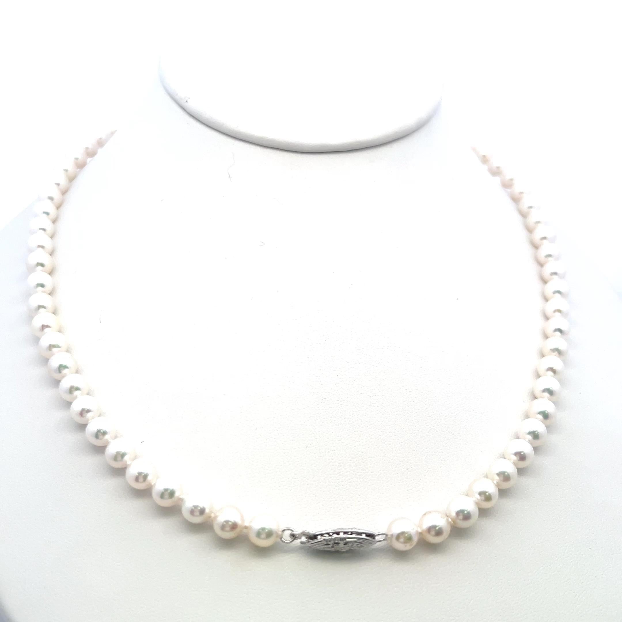 6-6.5 mm Pearl 18 inch 14 Karat White Gold Beed Necklace