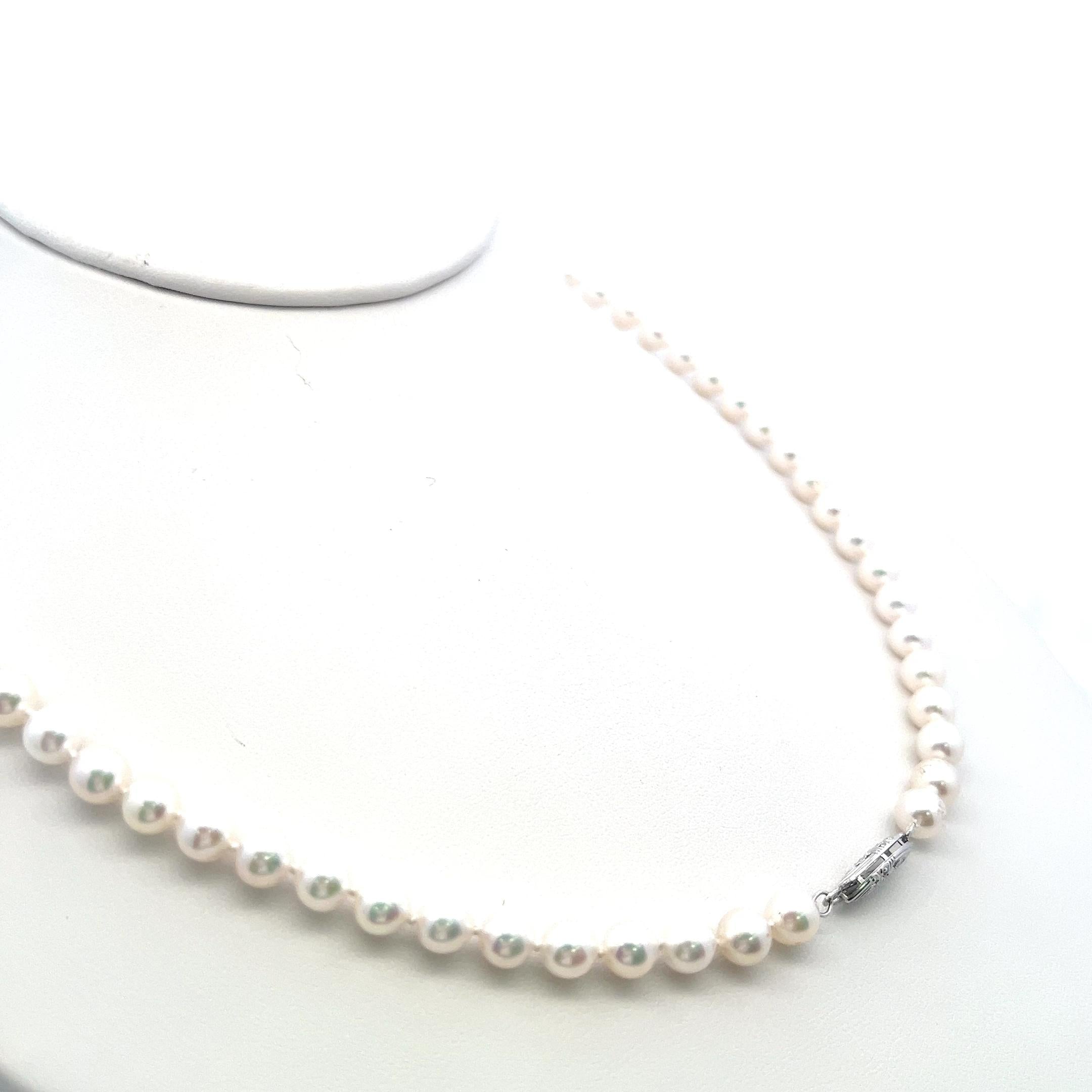 6-6.5 mm Pearl 18 inch 14 Karat White Gold Beed Necklace
