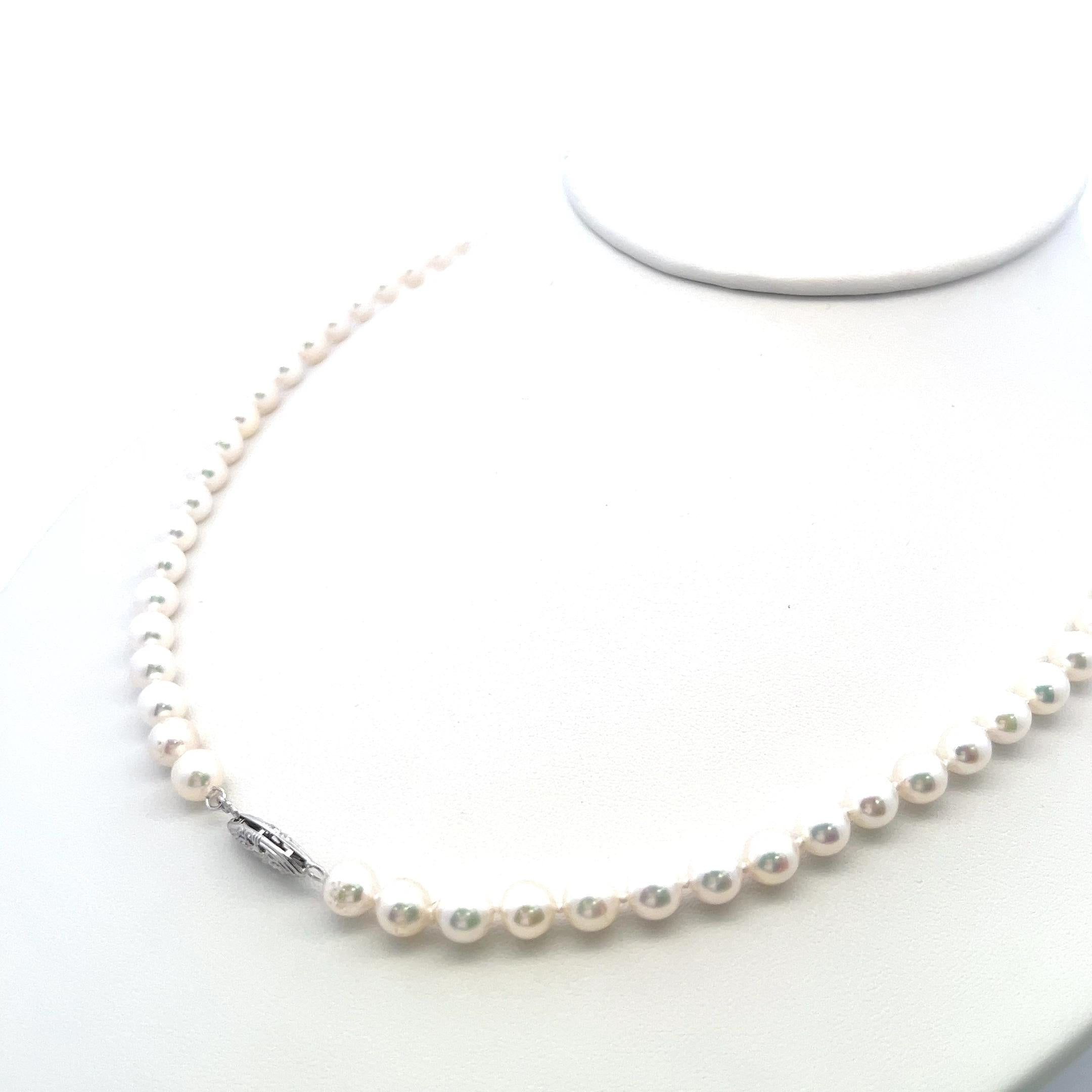 6-6.5 mm Pearl 18 inch 14 Karat White Gold Beed Necklace