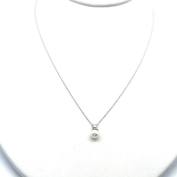 5.7 MM Pearl 18 Inch 14 Karat White Gold Pendant Necklace
