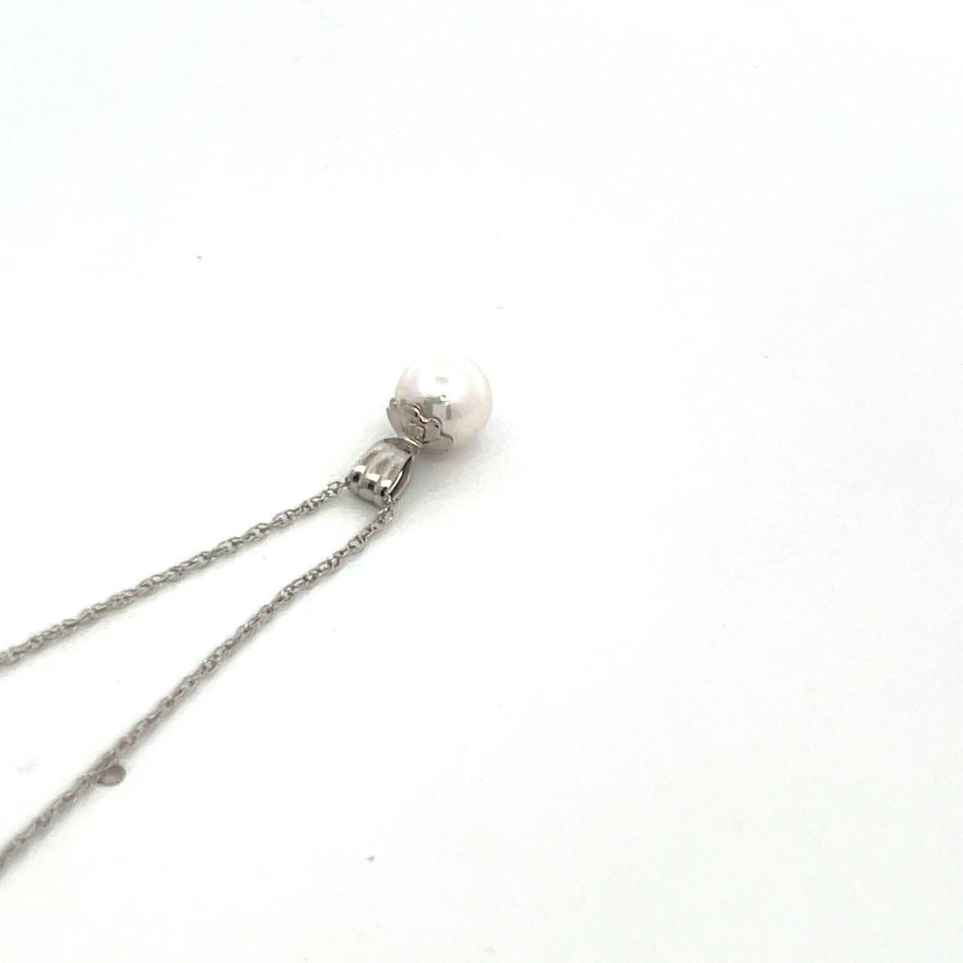 5.7 MM Pearl 18 Inch 14 Karat White Gold Pendant Necklace
