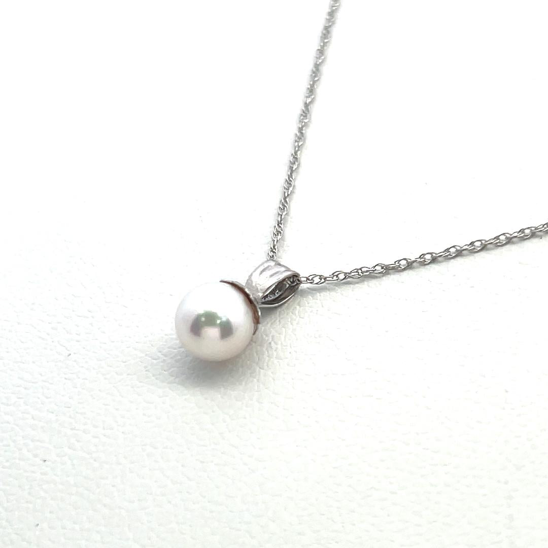 5.7 MM Pearl 18 Inch 14 Karat White Gold Pendant Necklace