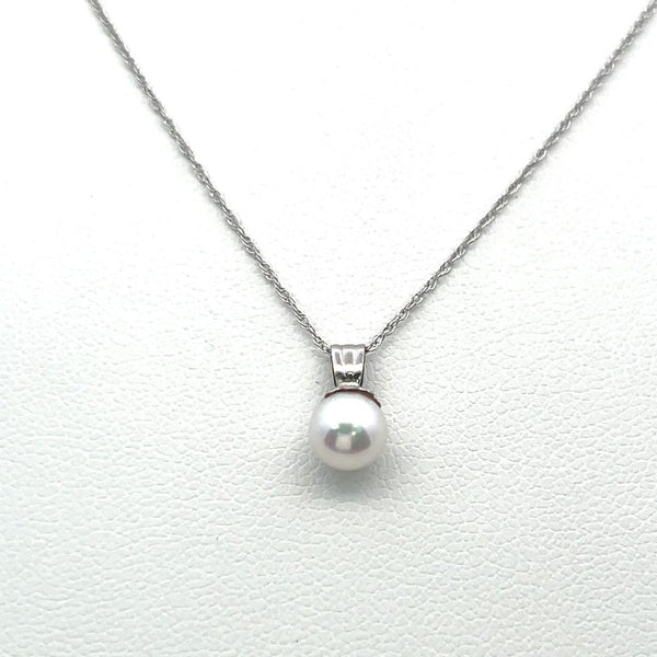 5.7 MM Pearl 18 Inch 14 Karat White Gold Pendant Necklace