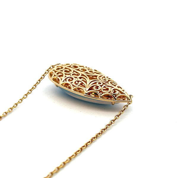 8.63 Carat Pear Shape Opal 14 Karat Yellow Gold Pendant Necklace