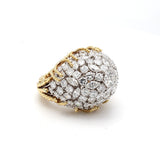 11.97 Carat Round and Marquis Shape Diamond 18 Karat Two Tone Gold Cluster Ring