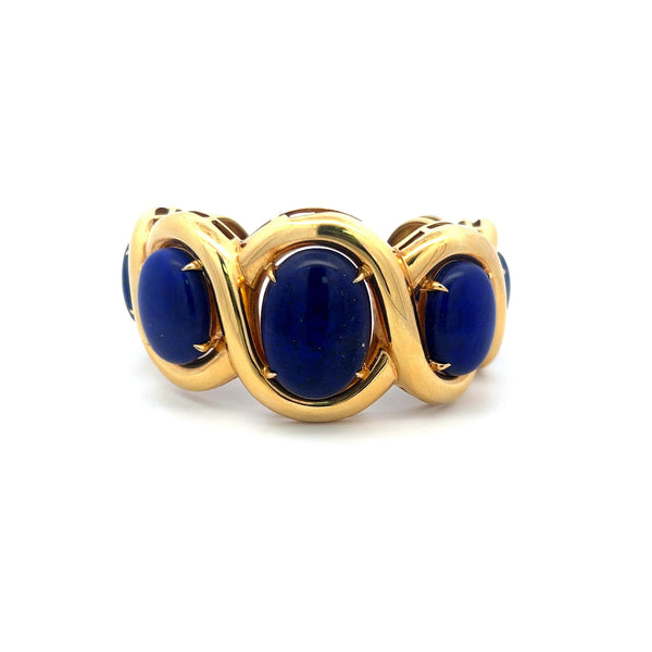 Seaman Schepps 18 Karat Yellow Gold Lapis Bangle Bracelet