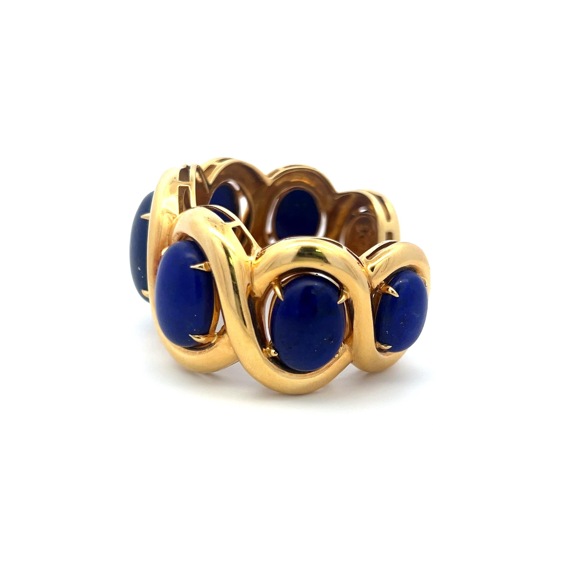 Seaman Schepps 18 Karat Yellow Gold Lapis Bangle Bracelet