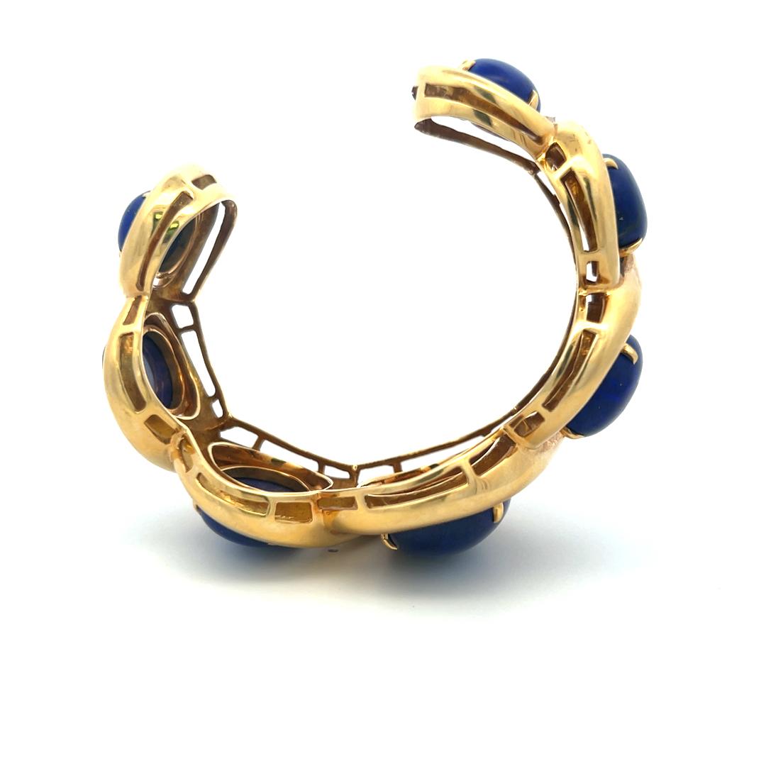 Seaman Schepps 18 Karat Yellow Gold Lapis Bangle Bracelet
