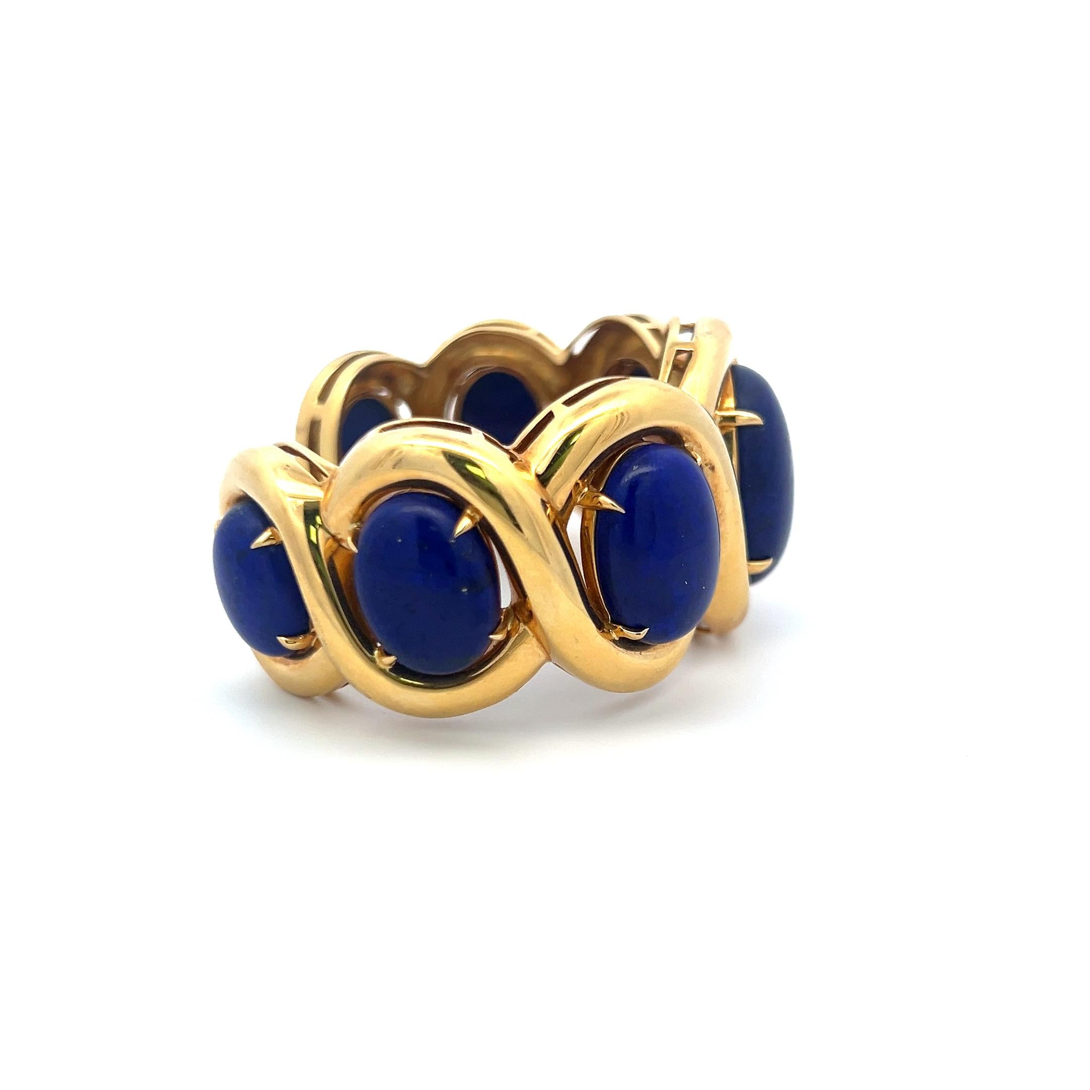 Seaman Schepps 18 Karat Yellow Gold Lapis Bangle Bracelet