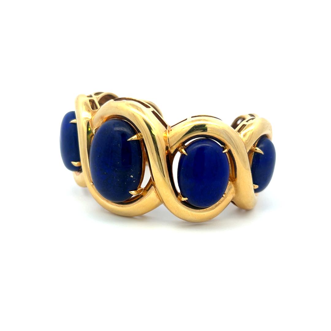 Seaman Schepps 18 Karat Yellow Gold Lapis Bangle Bracelet