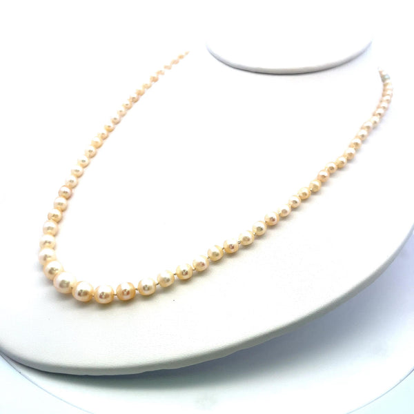 3.3-7.6 MM Pearl 0.74 Carat Diamond 18K Yellow Gold Beed Necklace