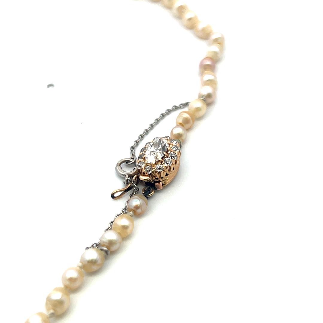 3.3-7.6 MM Pearl 0.74 Carat Diamond 18K Yellow Gold Beed Necklace