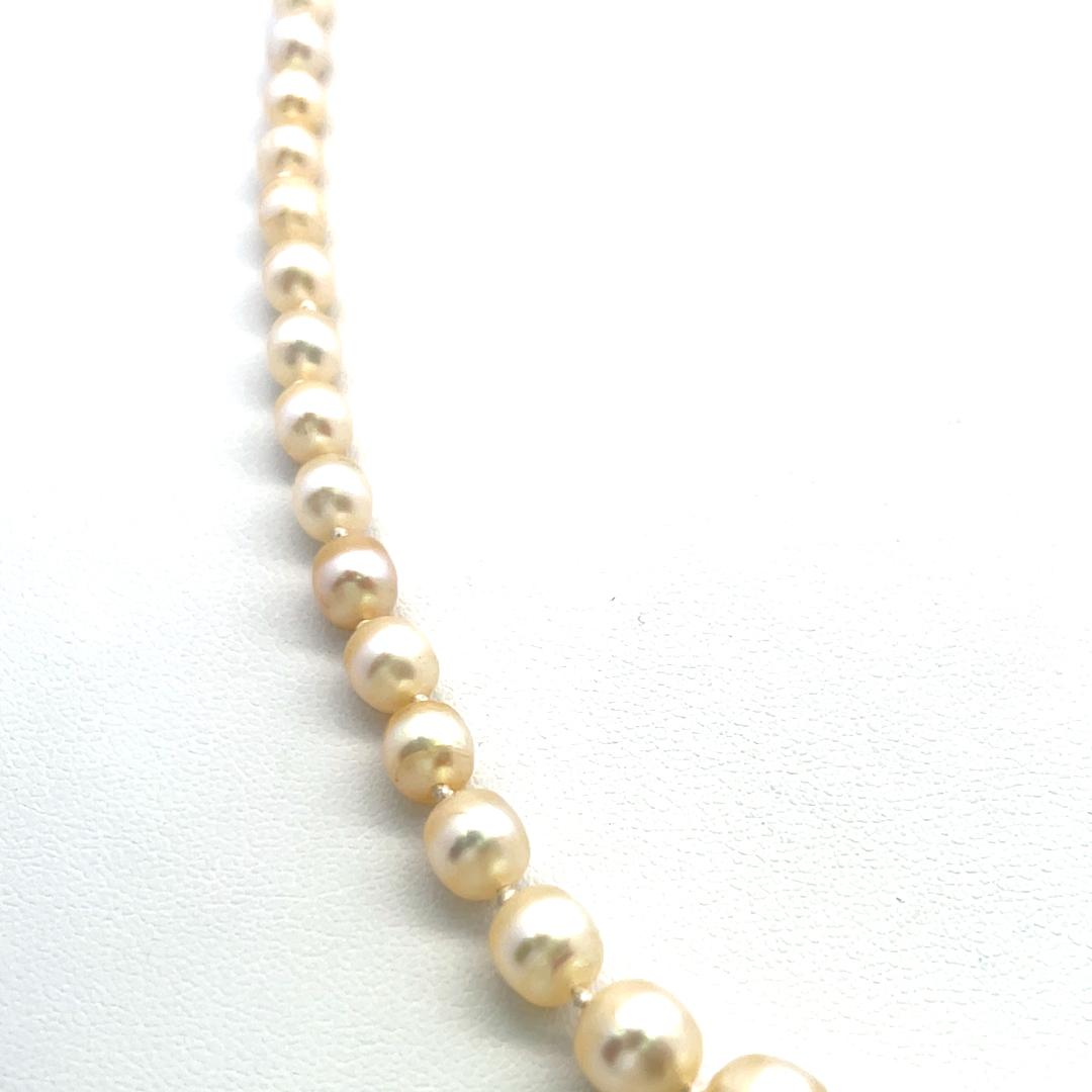 3.3-7.6 MM Pearl 0.74 Carat Diamond 18K Yellow Gold Beed Necklace