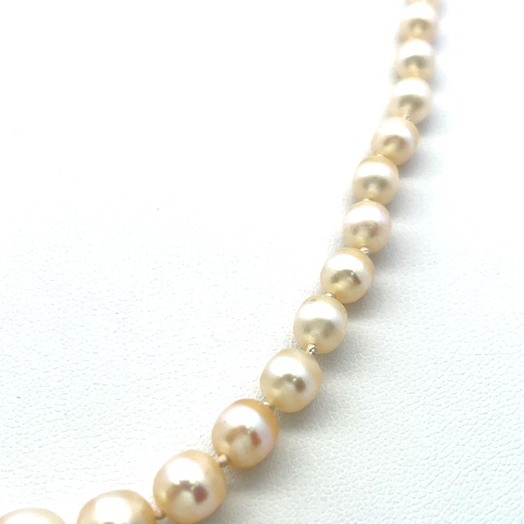 3.3-7.6 MM Pearl 0.74 Carat Diamond 18K Yellow Gold Beed Necklace