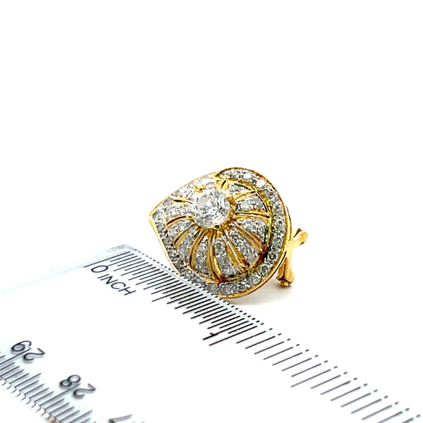 2.66 Carat Round Brilliant H SI2 Diamond 18 Karat Yellow Gold Clip On Earrings