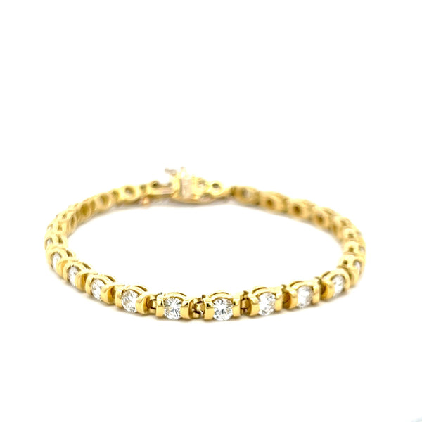 4.20 Carat Round Brilliant H VS1 Diamond 18 Karat Yellow Gold Tennis Bracelet
