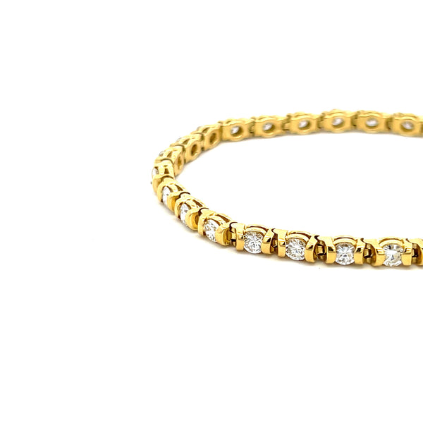 4.20 Carat Round Brilliant H VS1 Diamond 18 Karat Yellow Gold Tennis Bracelet