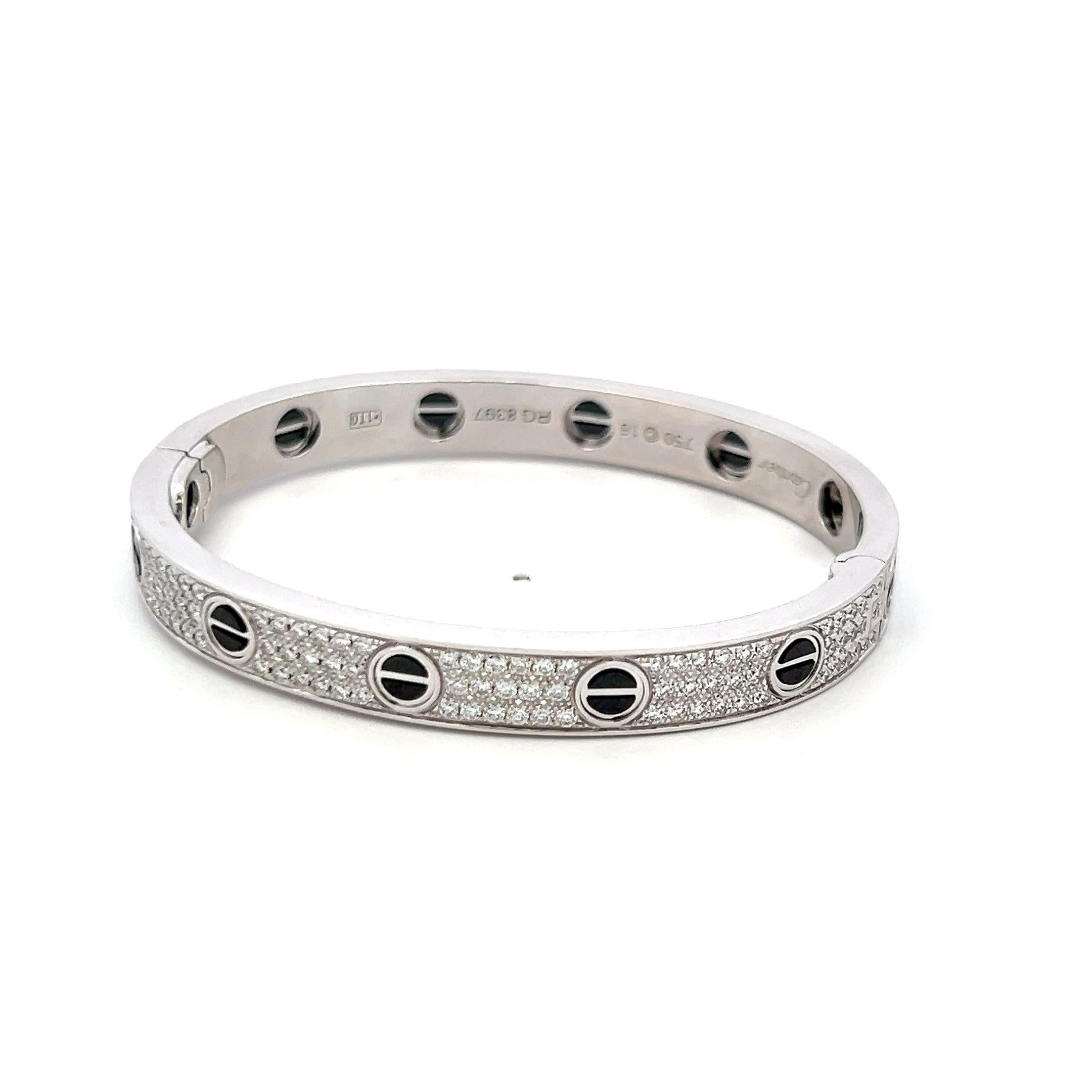 3.00 Carat Round Brilliant G VS1 Diamond 18 Karat White Gold Bangle Bracelet