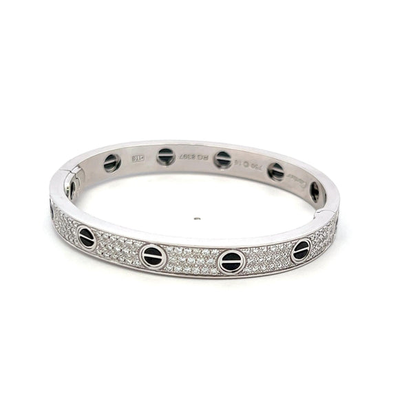 3.00 Carat Round Brilliant G VS1 Diamond 18 Karat White Gold Bangle Bracelet