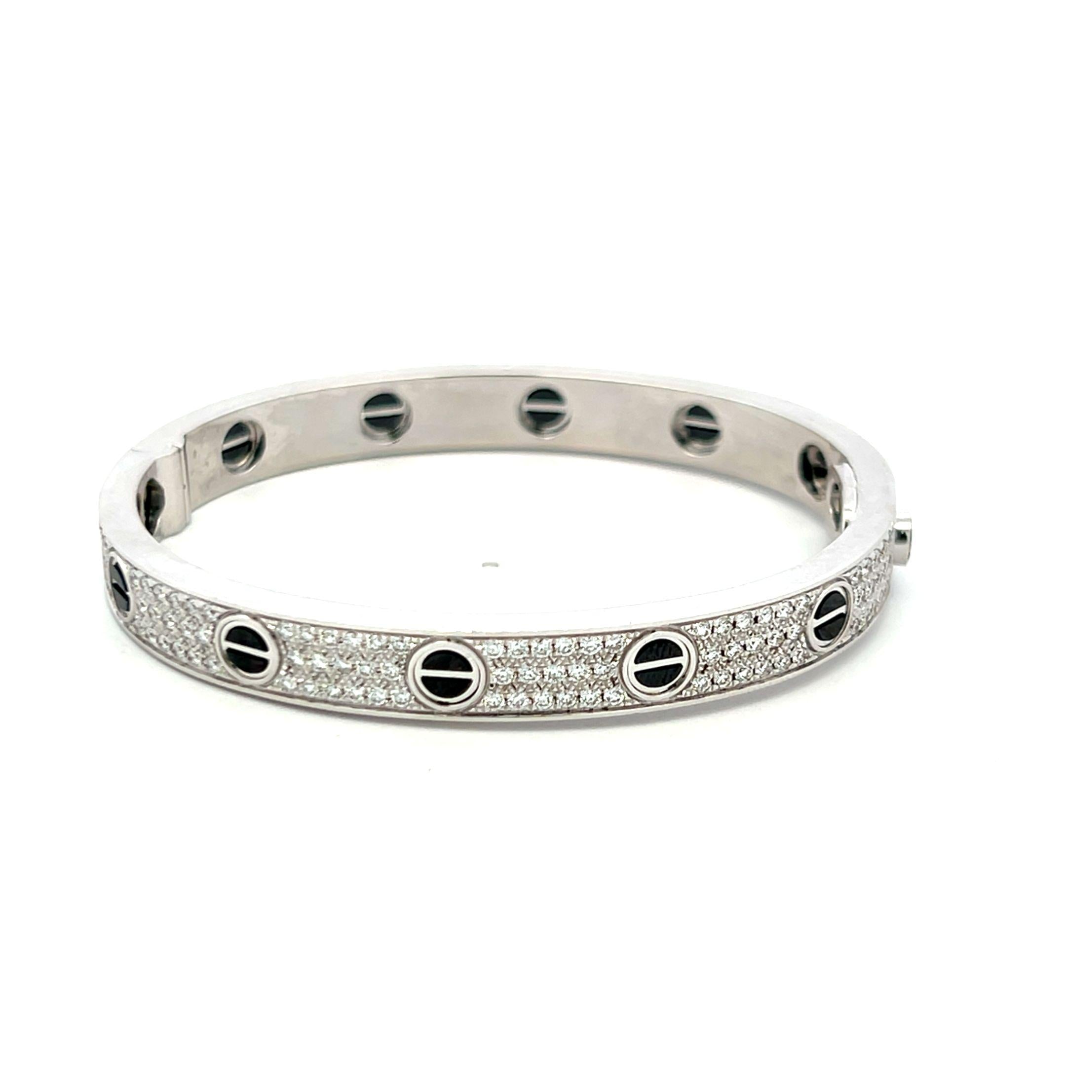 3.00 Carat Round Brilliant G VS1 Diamond 18 Karat White Gold Bangle Bracelet