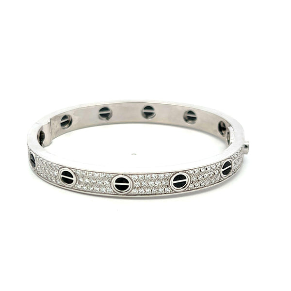 3.00 Carat Round Brilliant G VS1 Diamond 18 Karat White Gold Bangle Bracelet