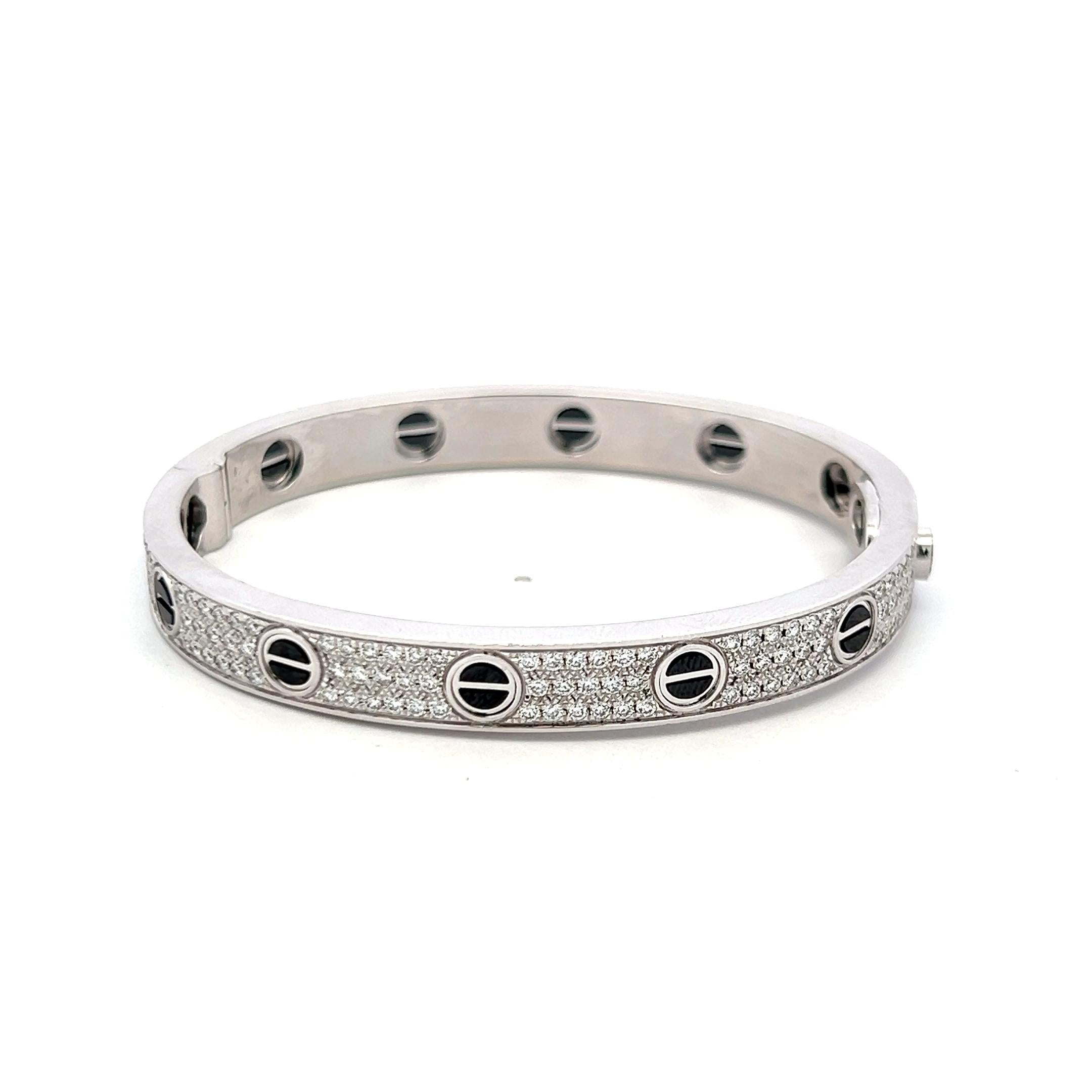 3.00 Carat Round Brilliant G VS1 Diamond 18 Karat White Gold Bangle Bracelet
