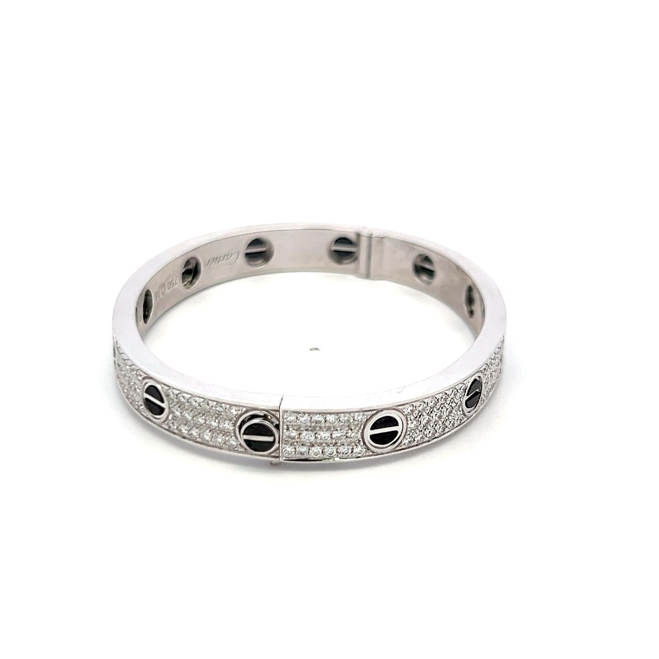 3.00 Carat Round Brilliant G VS1 Diamond 18 Karat White Gold Bangle Bracelet