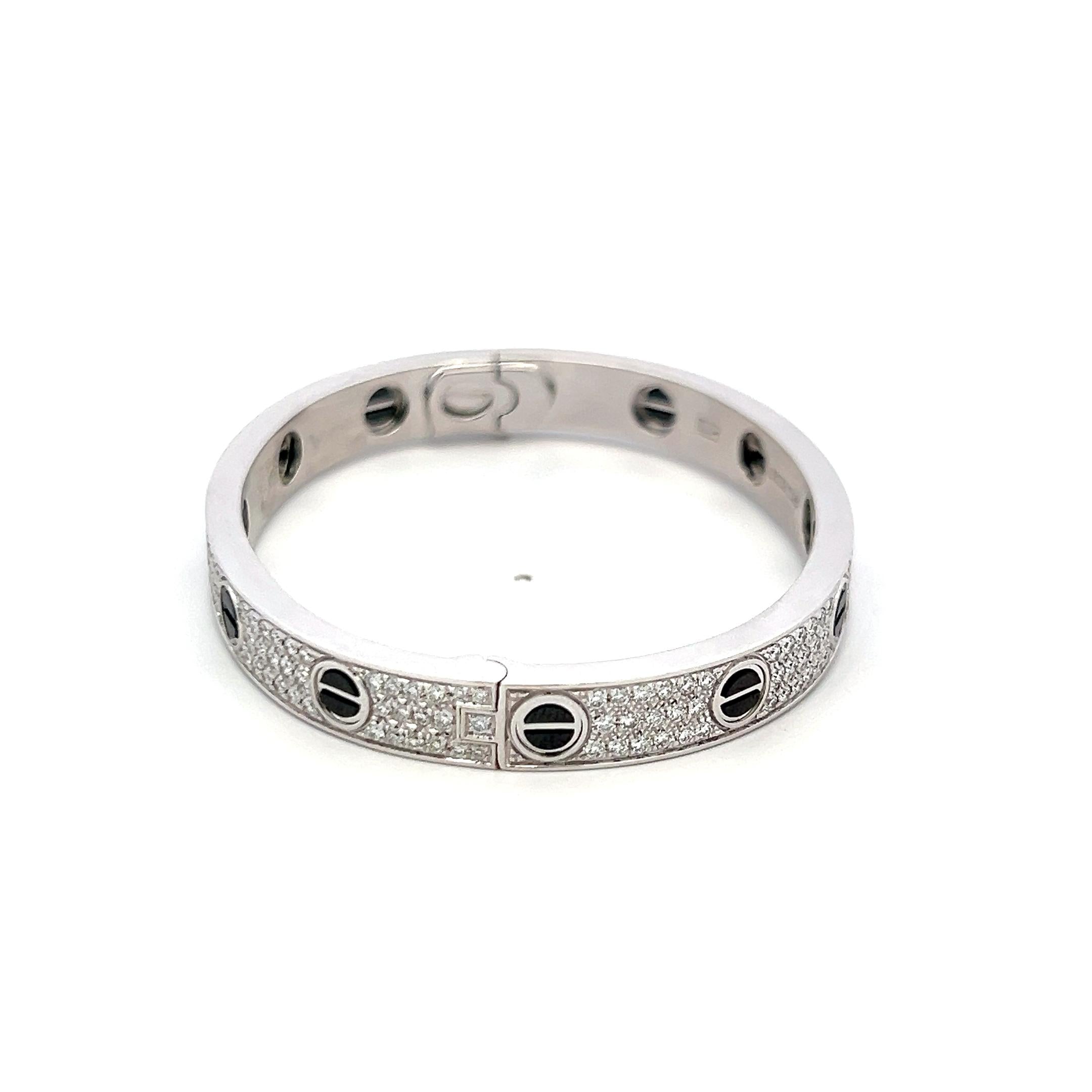 3.00 Carat Round Brilliant G VS1 Diamond 18 Karat White Gold Bangle Bracelet