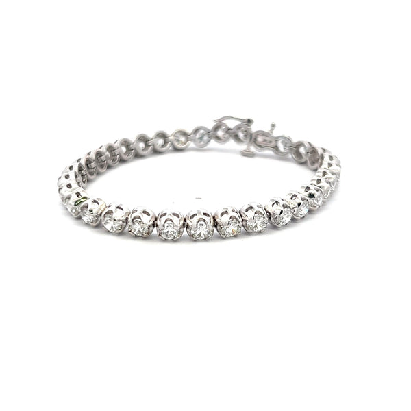 8.38 Carat Round Brilliant Lab-Grown Diamond 14 Karat White Gold Tennis Bracelet