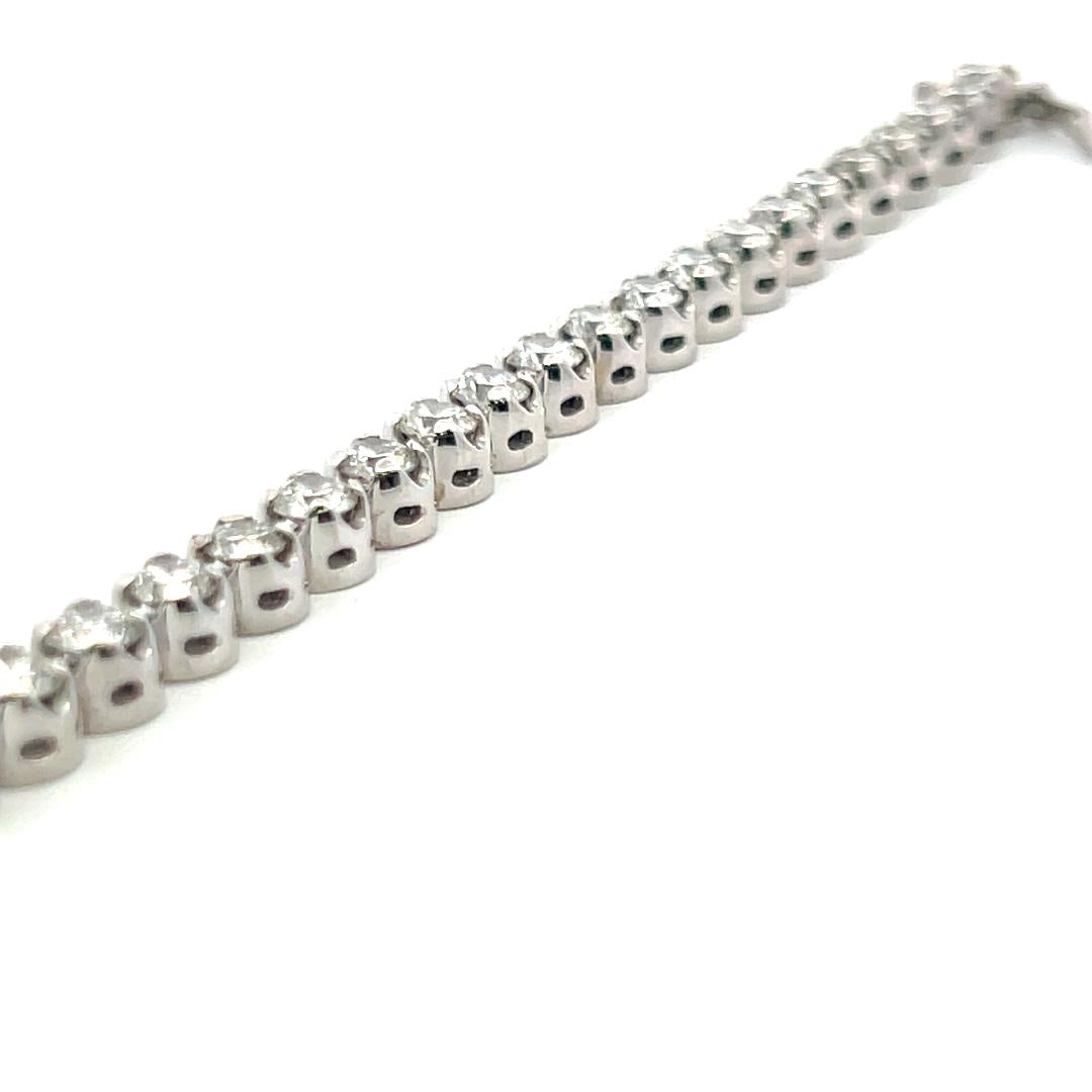 8.38 Carat Round Brilliant Lab-Grown Diamond 14 Karat White Gold Tennis Bracelet
