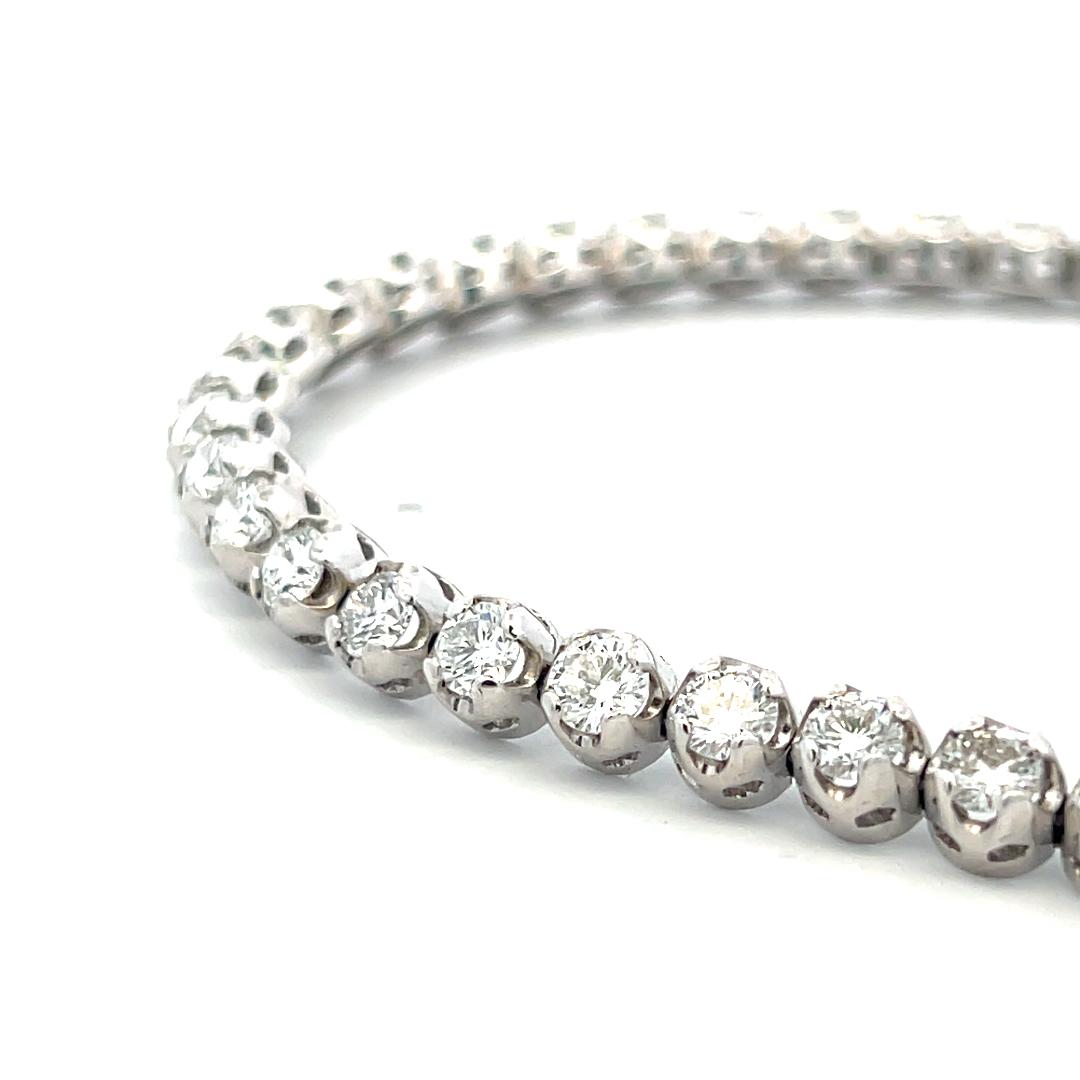 8.38 Carat Round Brilliant Lab-Grown Diamond 14 Karat White Gold Tennis Bracelet