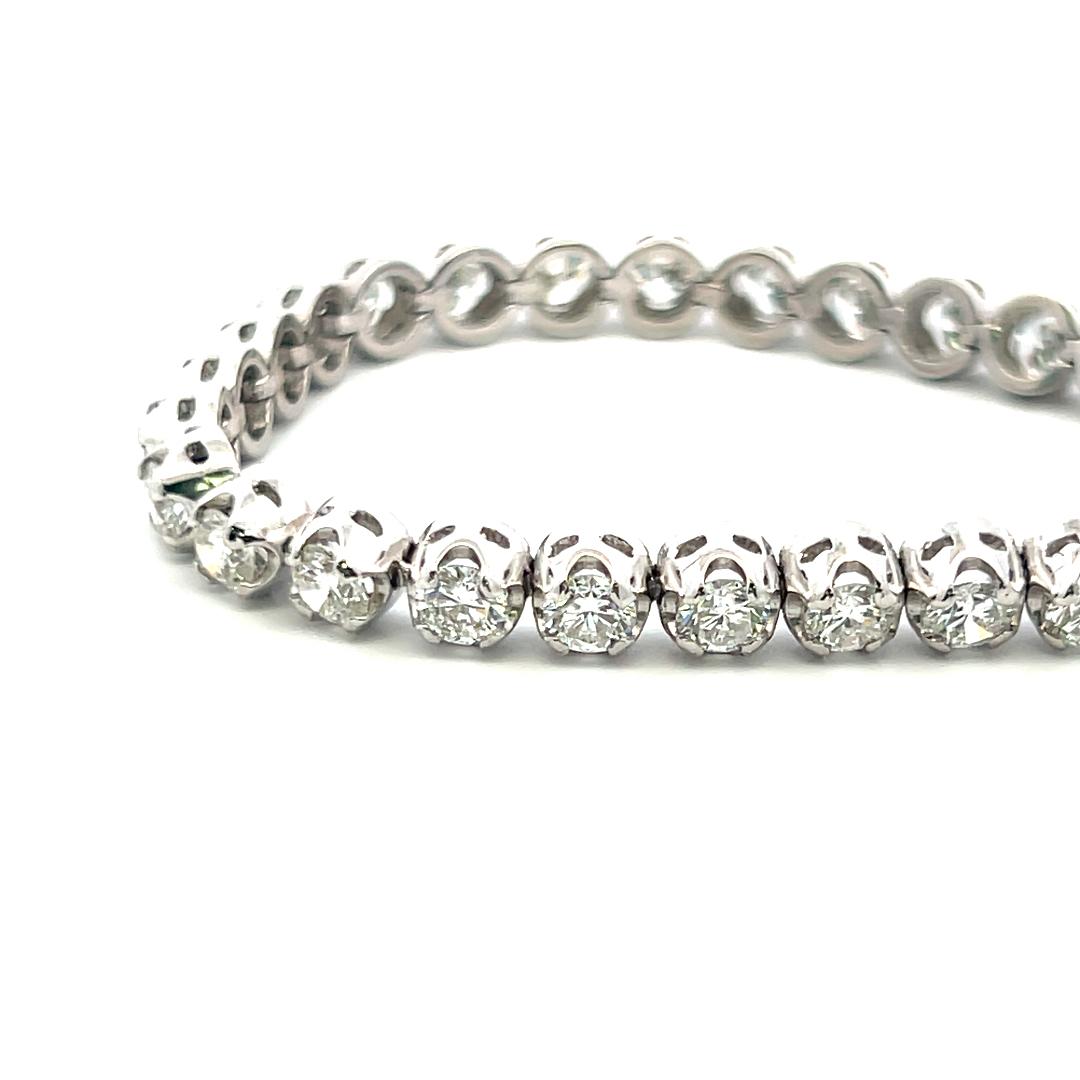 8.38 Carat Round Brilliant Lab-Grown Diamond 14 Karat White Gold Tennis Bracelet