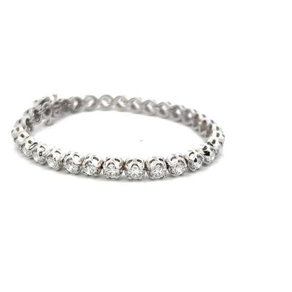 8.38 Carat Round Brilliant Lab-Grown Diamond 14 Karat White Gold Tennis Bracelet