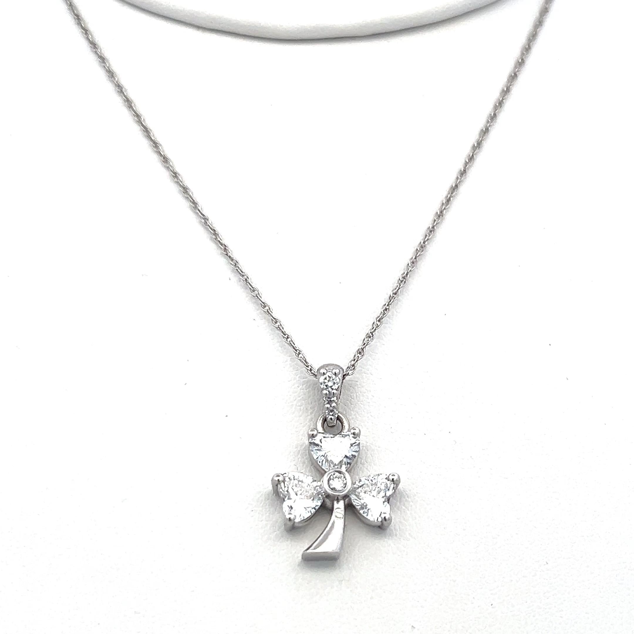 Lab-Grown 1.55 Carat Heart Shape and Round Diamond 14K W-Gold Pendant Necklace
