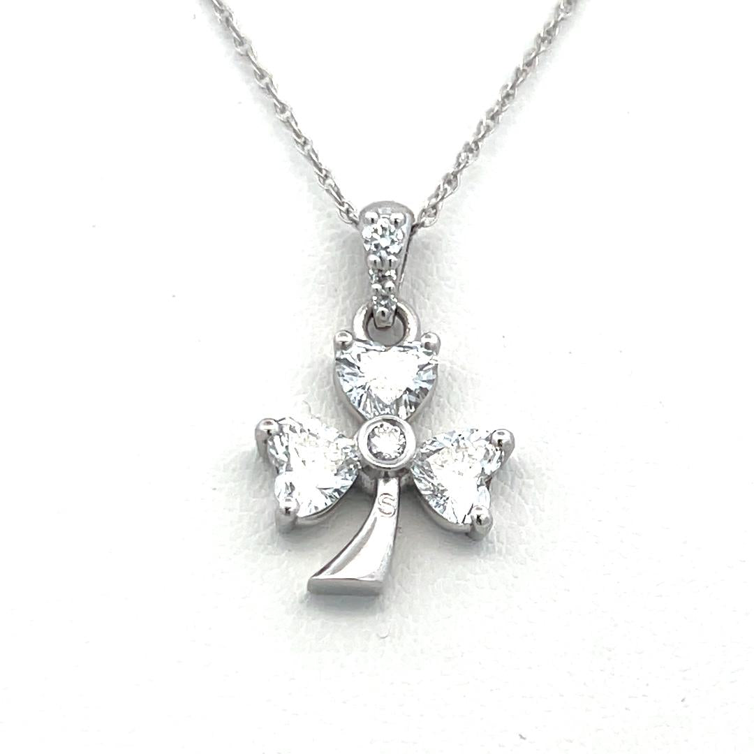 Lab-Grown 1.55 Carat Heart Shape and Round Diamond 14K W-Gold Pendant Necklace