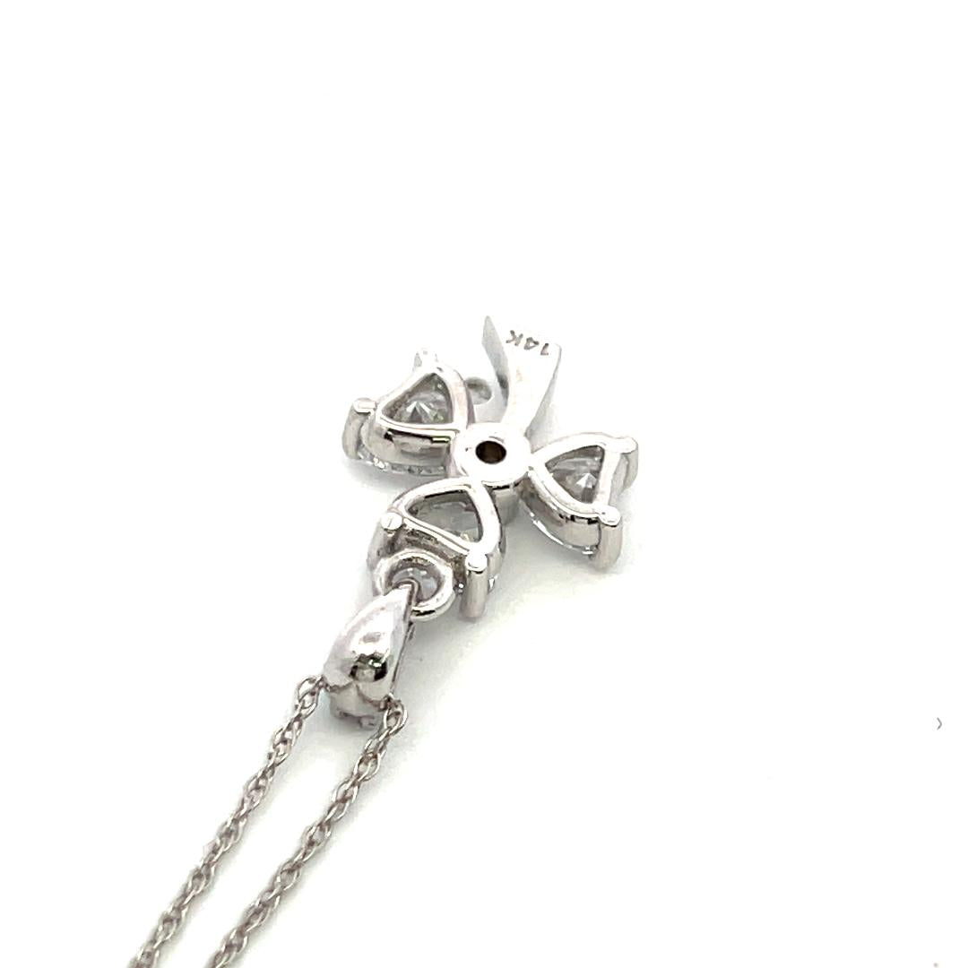 Lab-Grown 1.55 Carat Heart Shape and Round Diamond 14K W-Gold Pendant Necklace