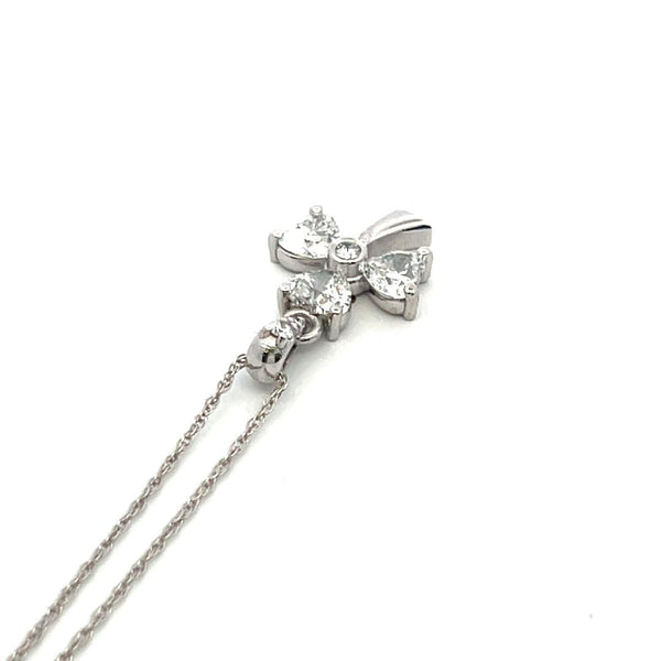 Lab-Grown 1.55 Carat Heart Shape and Round Diamond 14K W-Gold Pendant Necklace