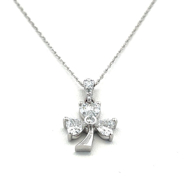 Lab-Grown 1.55 Carat Heart Shape and Round Diamond 14K W-Gold Pendant Necklace