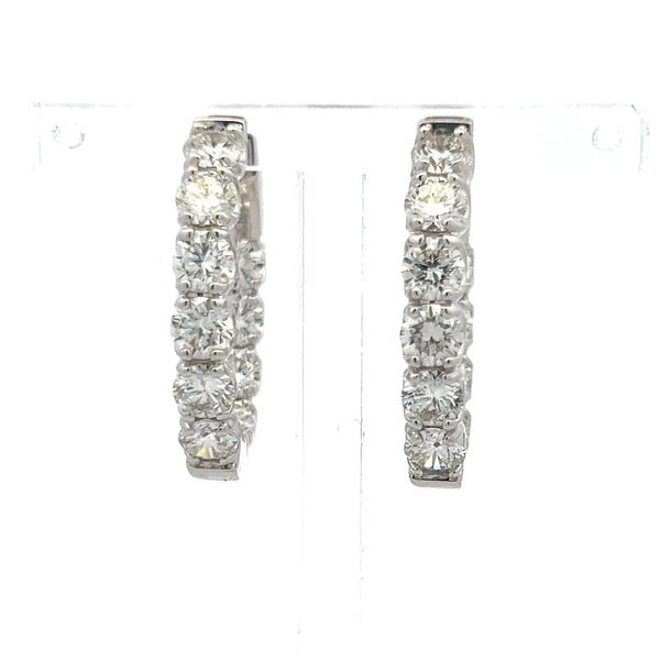 Lab-Grown 6.00 Carat Round Brilliant Diamond 14K White Gold Hoop Earrings