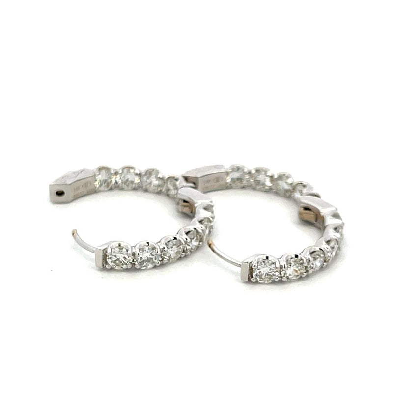 Lab-Grown 6.00 Carat Round Brilliant Diamond 14K White Gold Hoop Earrings