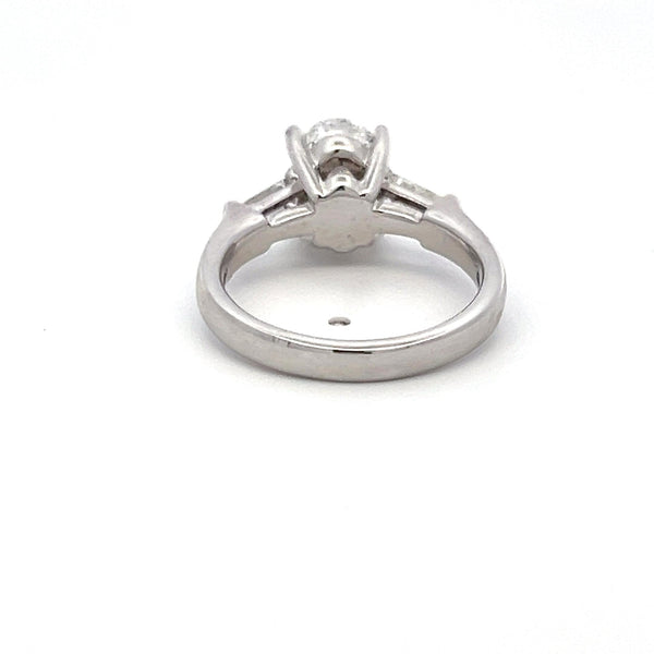 2.25 Carat Oval and Baguette Lab-Grown Diamond 14K White Gold Engagement Ring