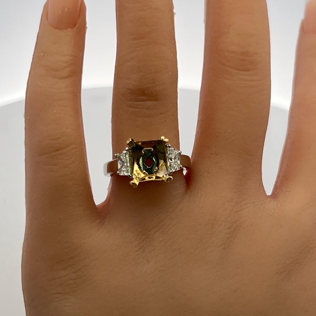 18K Gold Platinum Semi Mount Ring 1.2ct Trapezoid G VS1 Diamond Fit 10.30x9.37mm