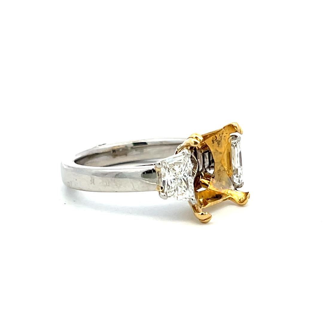 18K Gold Platinum Semi Mount Ring 1.2ct Trapezoid G VS1 Diamond Fit 10.30x9.37mm