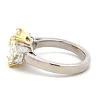 6.90 Carat Radiant Cut Fancy Yellow and Trapezoid Diamond 18K Engagement Ring