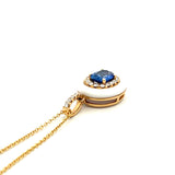 0.78 Carat Sapphire 0.21 Carat Round Diamond 14K White Gold Pendant Necklace