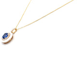 0.78 Carat Sapphire 0.21 Carat Round Diamond 14K White Gold Pendant Necklace