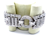 21.00 Carat Round Brilliant and Baguette Diamond 18K White Gold Art-Deco Bracelet