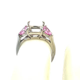 0.60 Carat Triangular Shape Sapphire Size 4 Platinum Semi Mount Ring