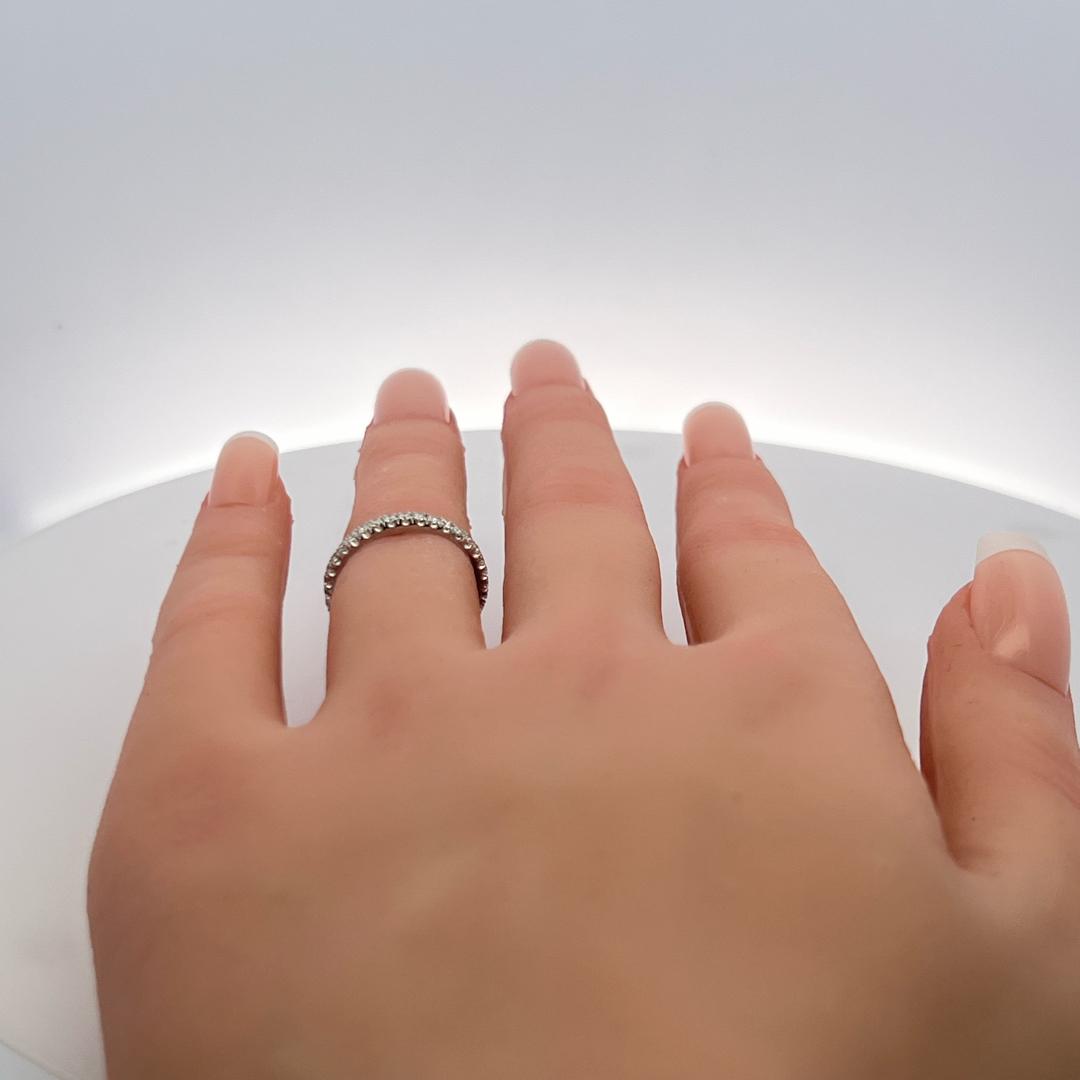 Vintage 14K White Gold Band Ring with 0.35 Carat Round G VS Diamonds Size 4.5
